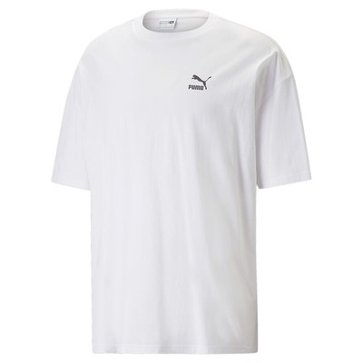 Классическая негабаритная футболка с круглым вырезом и коротким рукавом Puma Classics, мужские белые повседневные топы 53