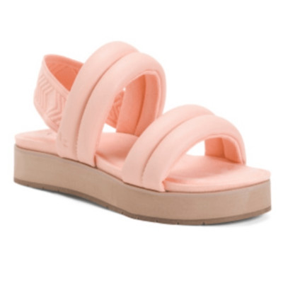 Koolaburra BY UGG ANIDA Puffy Quilted Faux Leather Slide Sandal Apricot 9.5 NIB
