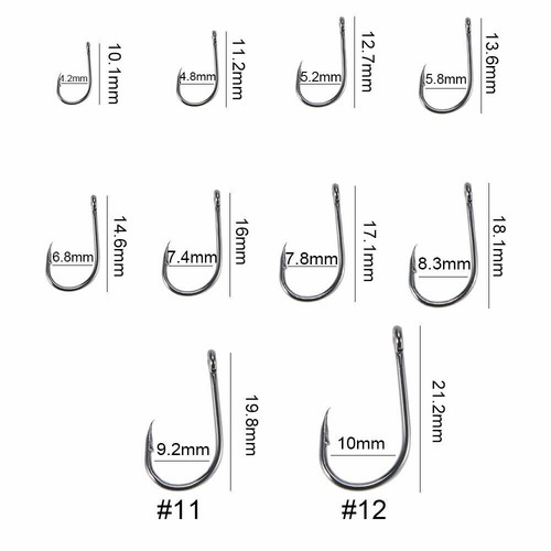 1000pcs Fish Hooks 10 Sizes Fishing Black Silver Sharpened With Box Quality kit