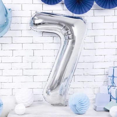 Silver Personalised Foil Balloon Number seven 7 | 7th 70th Birthday Decorations