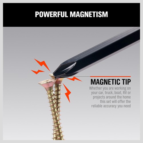 6 Pcs Magnetic Screwdriver Set Fastening Chiselling Loosening 3 Phillips 3 Flat