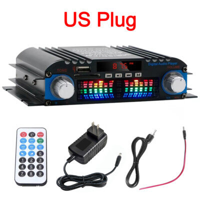 US 4 Channels Bluetooth Mini HiFi Power Amplifier Audio Stereo Amp Home Car FM