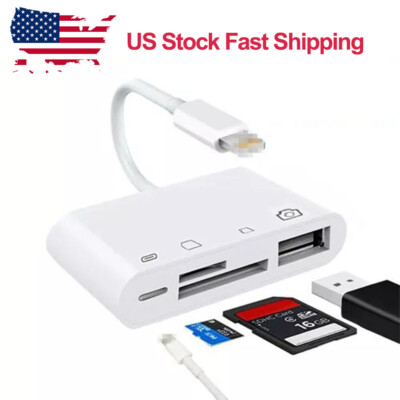 USB to Card Reader Adapter USB Camera Micro SD Memory Slot for iPhone iPad iPod