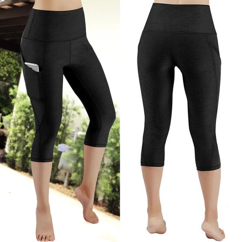 Damen 34 Capri Leggings kurz Leggins Capri-Hose Sport Yoga Fitness Jogginghose