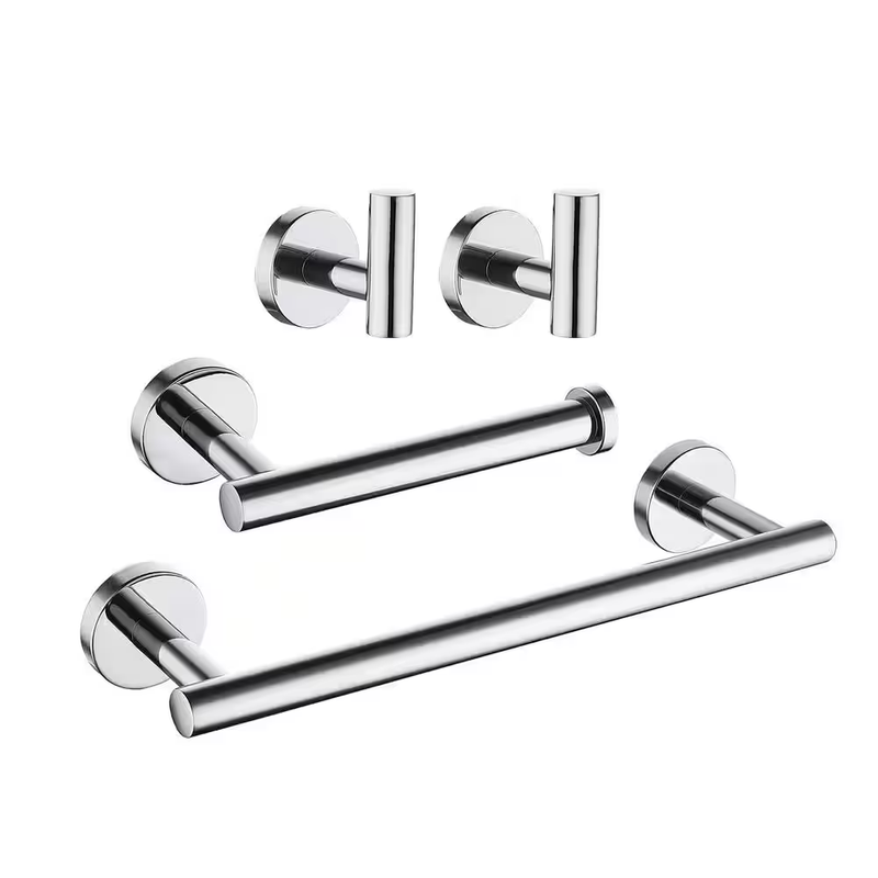 4 Piece Bathroom Hardware Accessories Set,Chrome Stainless Steel Towel Bar Sets