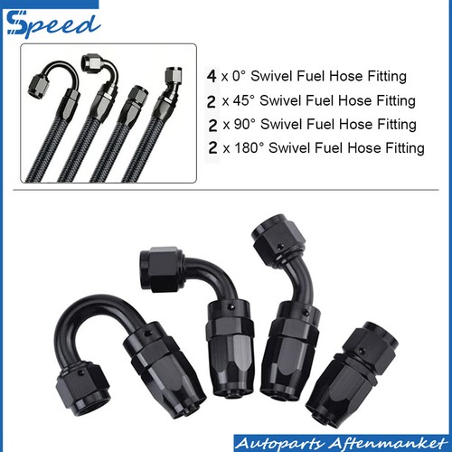 3/8 6AN Fuel Line Hose Kits Steel Nylon Braided Oil Swivel Hose End Fitting 20FT