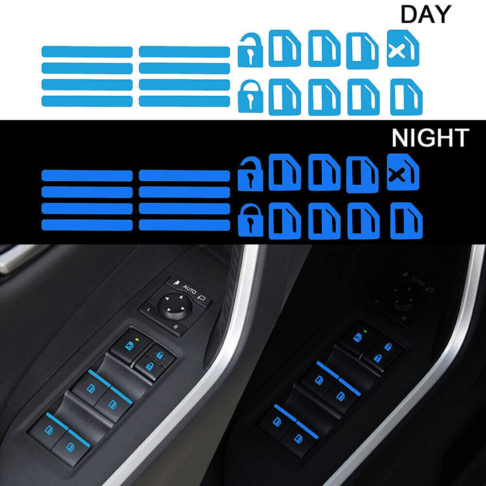 Blue Car Sticker Door Window Switch Luminous Sticker Night Safety Accessories US