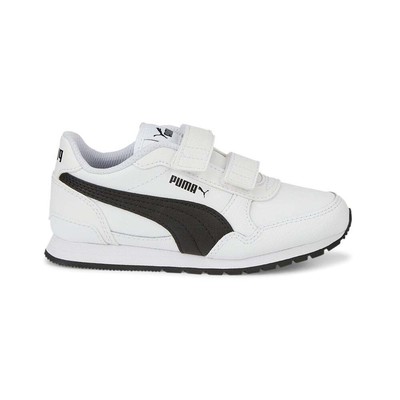 Молодежные кожаные слипоны Puma St Runner V3 для мальчиков, черно-белые повседневные кроссовки