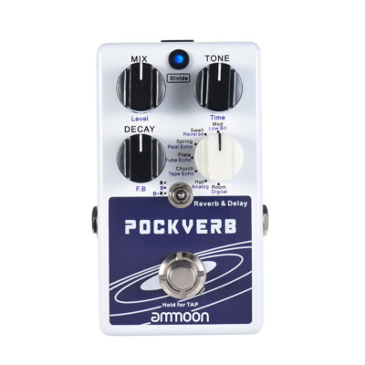 POCKVERB Reverb & Delay Guitar Effect Pedal True Bypass Tap Tempo Metal Q5S5