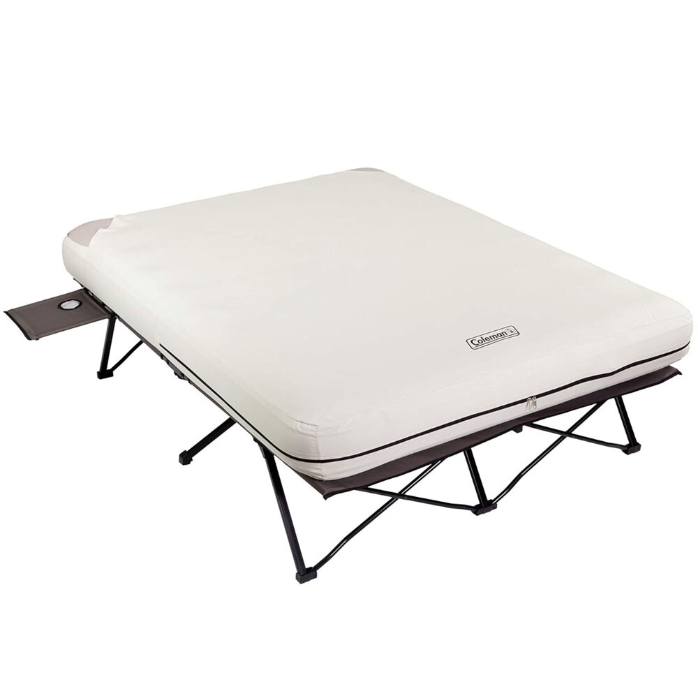Folding Camp Cot & Air Bed with Side Table & Battery-Operated Pump