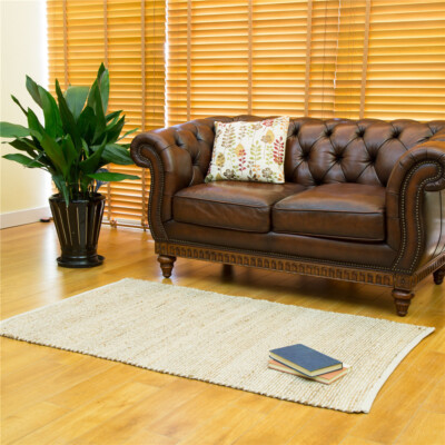 Glitzhome 5'x3' Hand Woven Beige Heavy Premium Woolen Area Rug Floor Mat Carpet