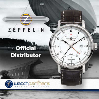 Pre-owned Zeppelin Nordstern 7546-1 Quartz Watch Swiss Ronda Movement 100m Wr White Dial