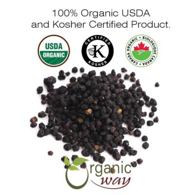 Organic Way Dried Elderberry Whole - Organic, Kosher & USDA Certified
