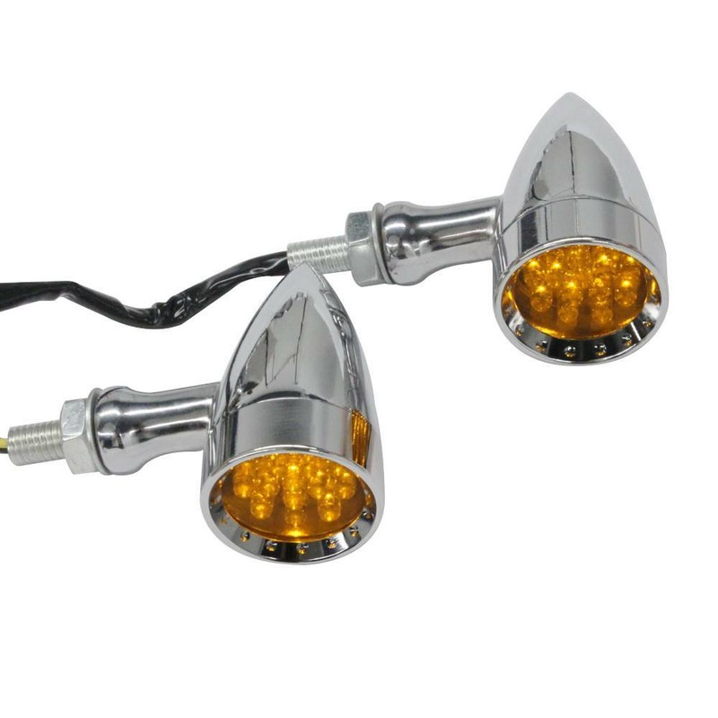 Chrome Motorcycle Bullet LED Turn Signals Blinker Light For 
