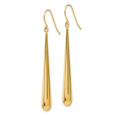 Pre-owned Superdealsforeverything Real 14kt Yellow Gold Polished Shepherd Hook Earrings