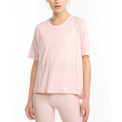 

Свободная тренировочная футболка Puma Studio Tri Blend с круглым вырезом и короткими рукавами для женщин, размер, Розовый