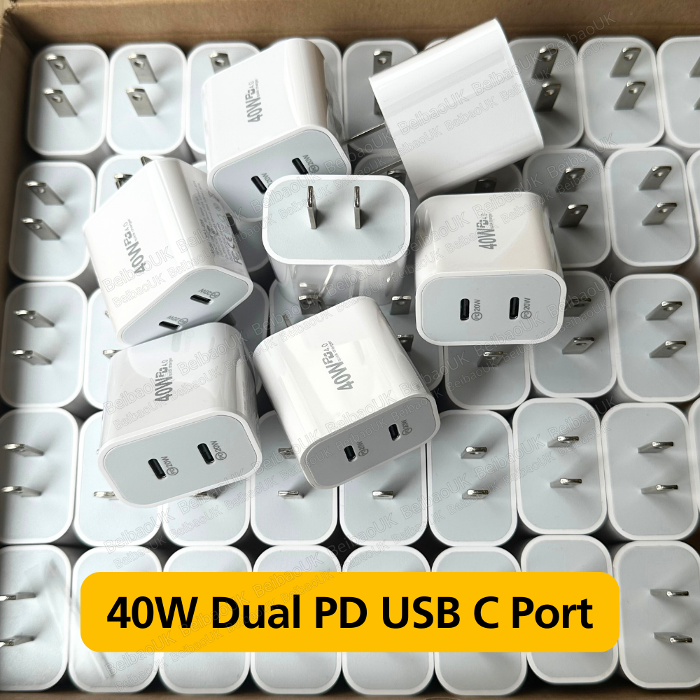 40W USB C Wall Charger Block Type C Fast Charging Cube Brick Box For iPhone Lot