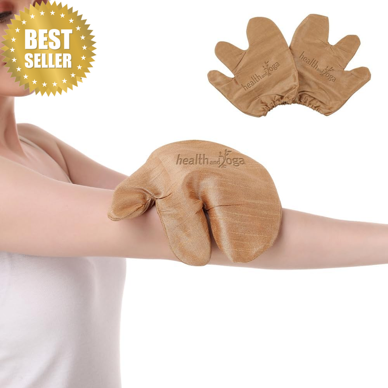 Healthandyoga ™ Silk Garshana Massage & Exfoliation Gloves (1 Pair Mittens) - Ay
