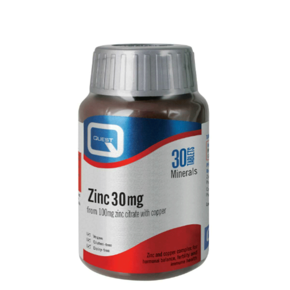 Quest Zinc Citrate 30mg with Copper 30 Tablets