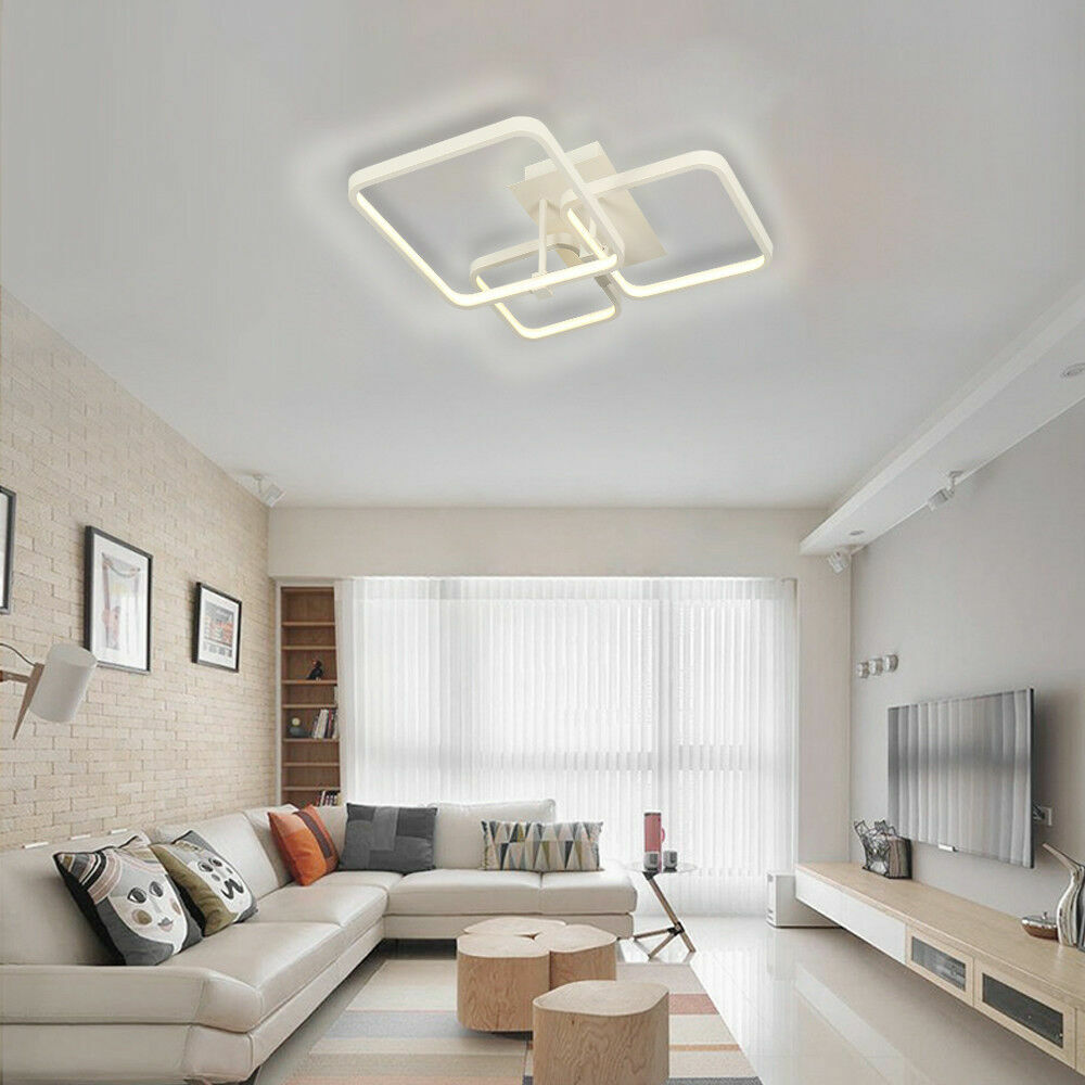 Led Deckenleuchte Geometrie Design Deckenlampe Weiss Wohnzimmer Schlafzimmer Ebay