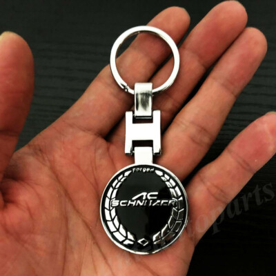 Metal Chrome AC Schnitzer Logo Auto Car Keyring Keychain Key Chain Ring
