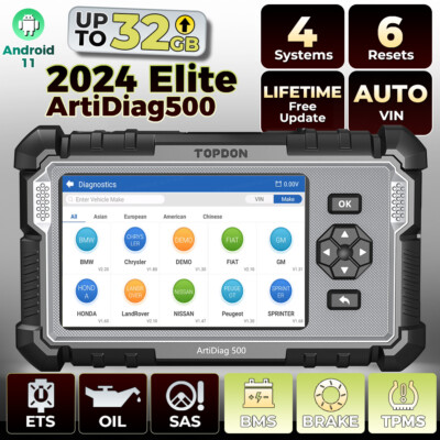 2024 Topdon AD500 S500 Car Diagnostic Tool EOBD2 Scanner ABS SRS SAS EPB ETS