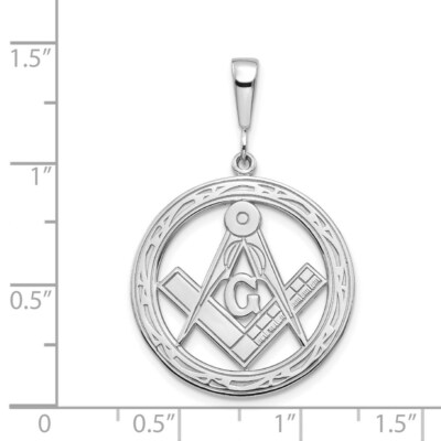 Pre-owned Superdealsforeverything Real 14kt White Gold Large Masonic Pendant