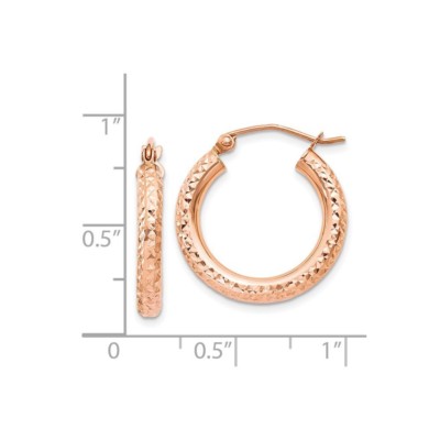 Pre-owned Superdealsforeverything Real 14kt Rose Gold 3mm Diamond-cut Hoop Earrings In Pink