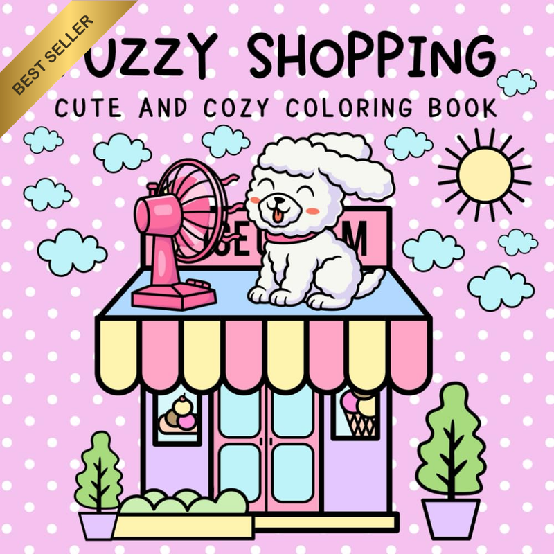 Fuzzy Shopping: Cute and Cozy Coloring Book with Animal Friends at Stores for St