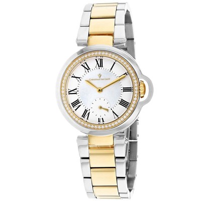 Pre-owned Christian Van Sant Womens Cybele White Mother Of Pearl Dial Watch - Cv0233