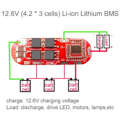 3S 4S 5S BMS 25A 18650 Lithium Battery Protection Circuit Charging Board DIY US