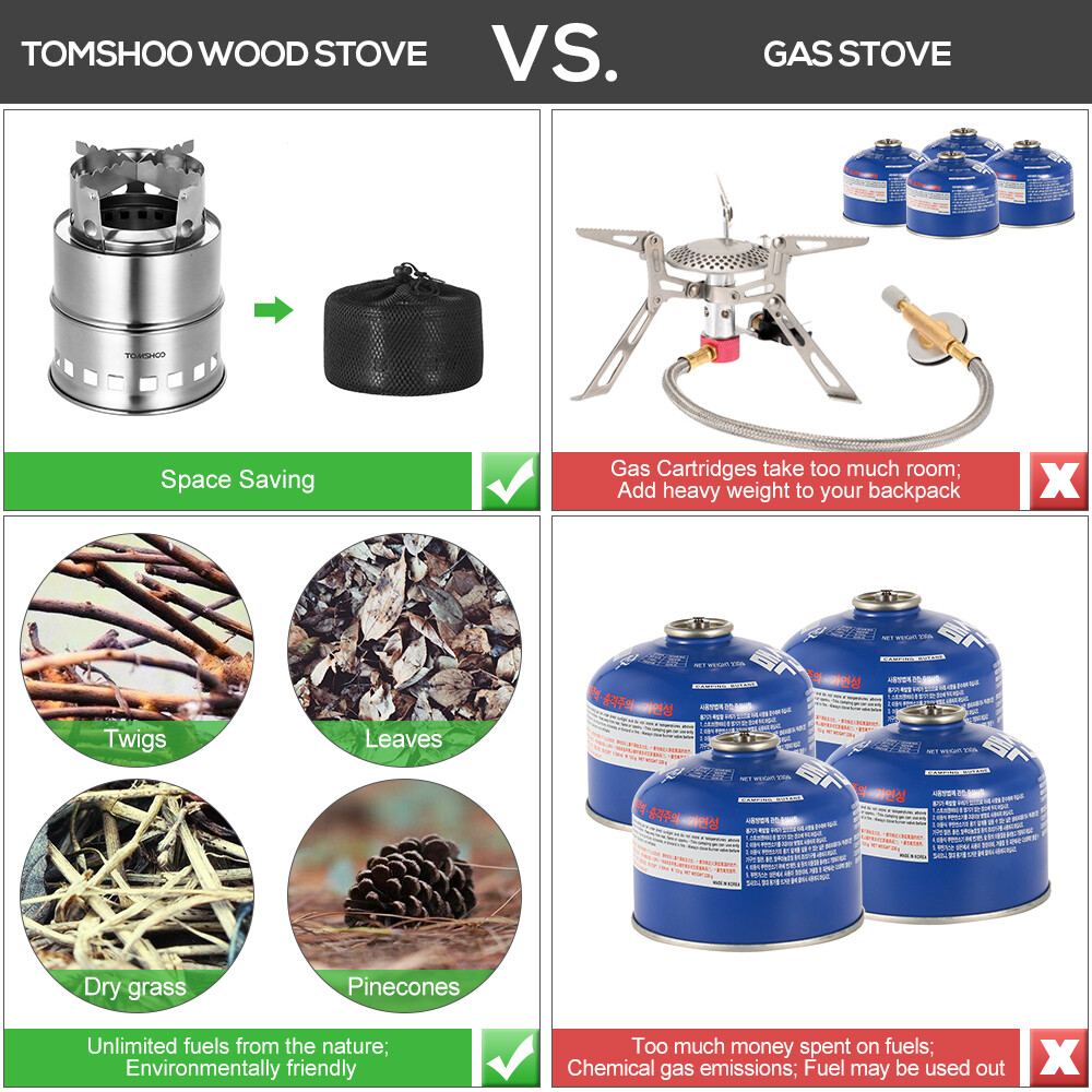 TOMSHOO Camping Wood Stove Stainless Steel Alcohol Stove fr Outdoor Camping V8W5
