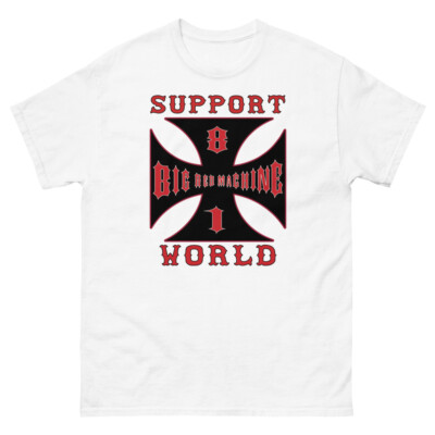 01 Hells Angels Cross World White T-Shirt Support81 Big Red