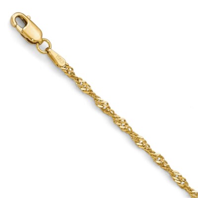 Pre-owned Superdealsforeverything Leslie's Real 14kt Yellow Gold Singapore Chain Bracelet; 7 Inch, Lobster Clasp