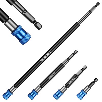 WORKPRO 1/4'' Hex Magnetic Quick Release Bit Holder 4PCS Drill Bit Extension Sets