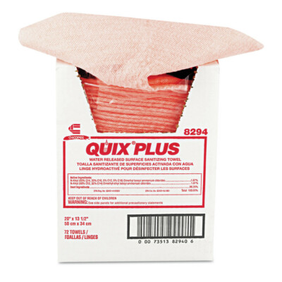 Chix Quix Plus Cleaning And Sanitizing Towels, 13 1/2 X 20, Pink, 72/carton New