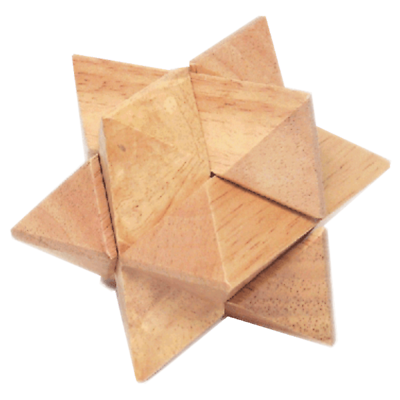 6 piece wooden Star puzzle makes a 12 point interlocking star