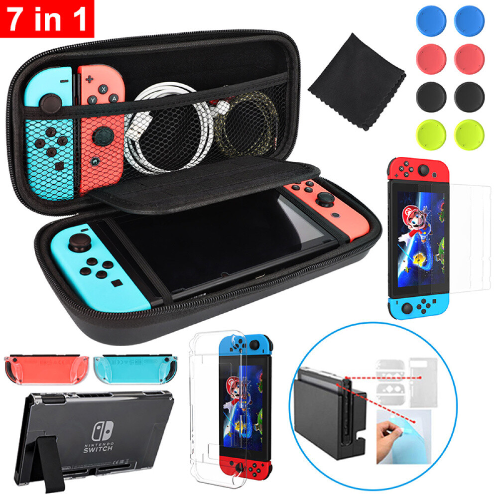 Für Nintendo Switch 7 in 1 Tasche Hard Bag EVA Case+Schutz hülle+ Hartglas DHL