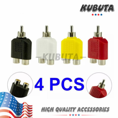 4x RCA Y Splitter AV Audio Video Plug Converter 1-Male to 2-Female Cable Adapter