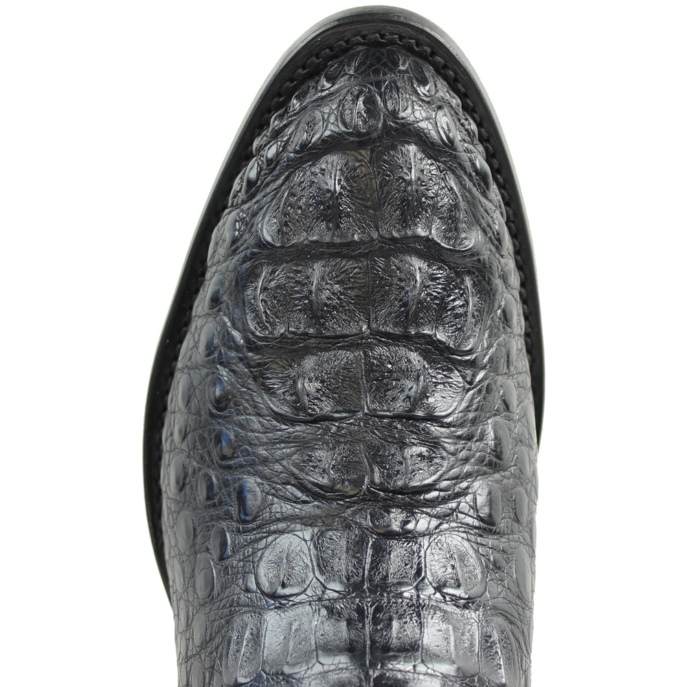 Pre-owned Los Altos Boots Los Altos Black Caiman Crocodile Hornback Round Toe Western Cowboy Boot