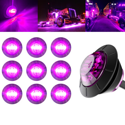 Round 3/4'' LED Side Marker Lights Truck Trailer DRL Bullet Clearance Light 12V