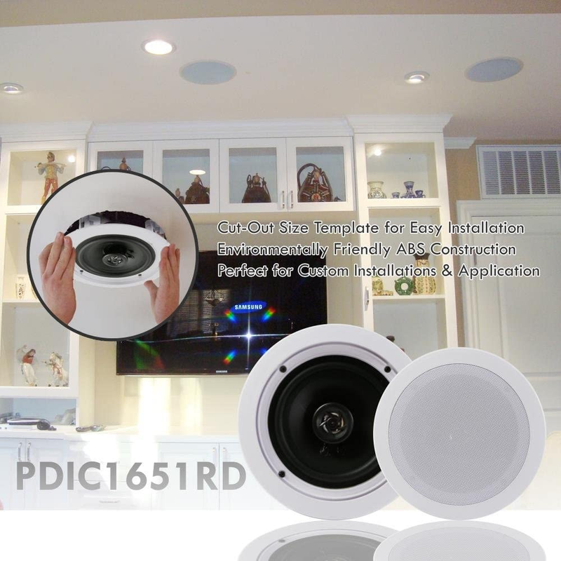 Pair 5.25&rdquo; Flush Mount In-Wall In-Ceiling 2-Way Home Speaker System Spring Loade