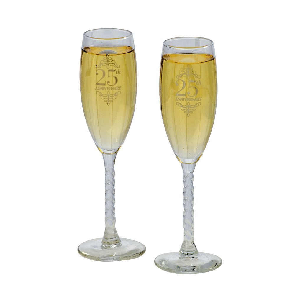 Wedding Toasting Glasses 25th Anniversary Collection Set of 2