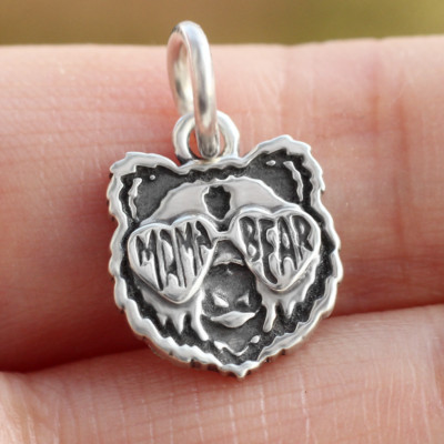 925 Sterling Silver Mama Bear Sunglasses Pendant For Necklace Mom Mother's Gift