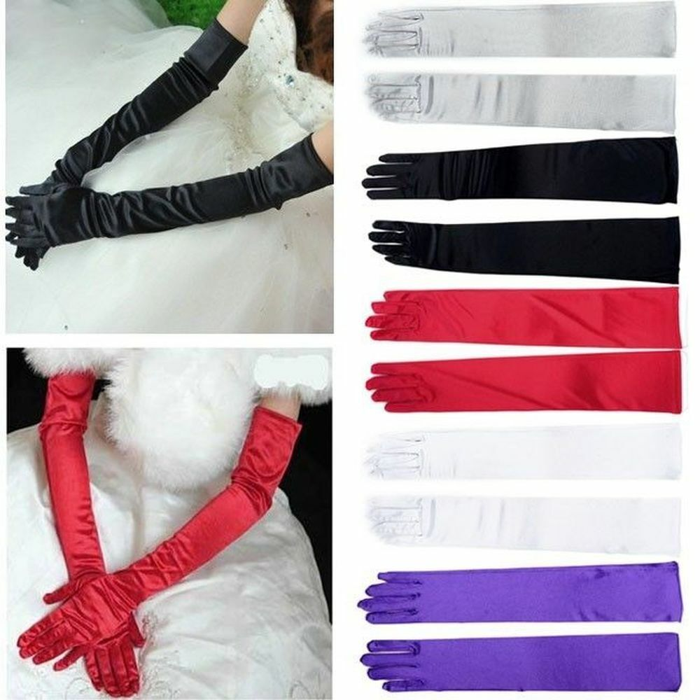 Womens Satin Evening Gloves 21'' Long Party Dance Elbow Length Opera Gloves US