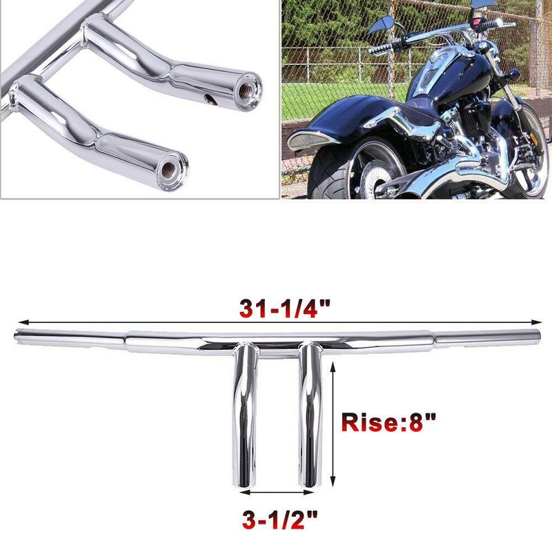 11/4" Chrome TBar Motorcycle Drag Riser Handlebar For Harley Dyna