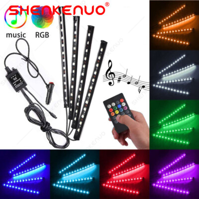 RGB Tira de luz LED For para coches Interior Glow Color Control remoto US Stock