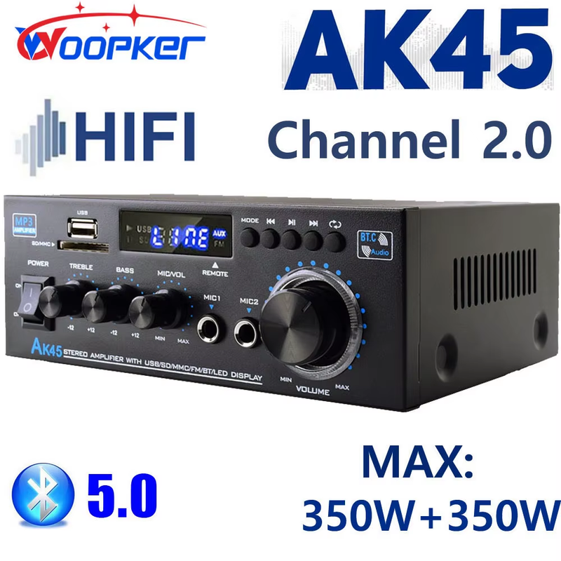 HiFi Digital Audio Amplifier Channel 2.0 Bluetooth Amp AK45 for Home Speakers 35