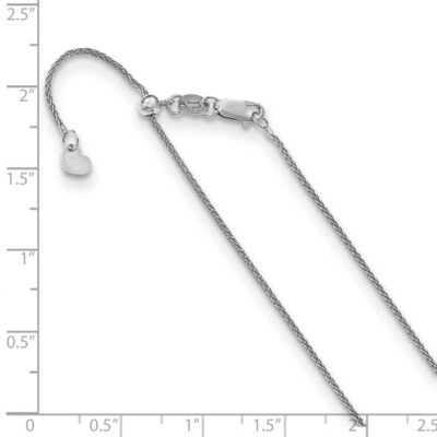 Pre-owned Skyjewelers Real 14kt White Gold Adjustable 1mm Wheat Chain; 22 Inch; Lobster Clasp