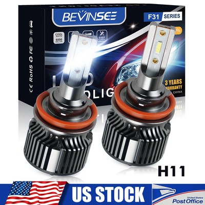 BEVINSEE H11 LED Headlight Bulbs Hi/Low Beam Foglight For Jeep For Compass 11-20